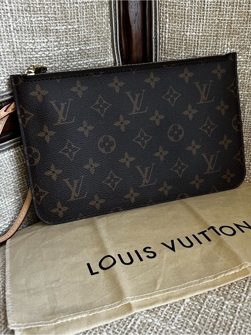 Louis Vuitton Brown Monogram Neverfull Pouch MM